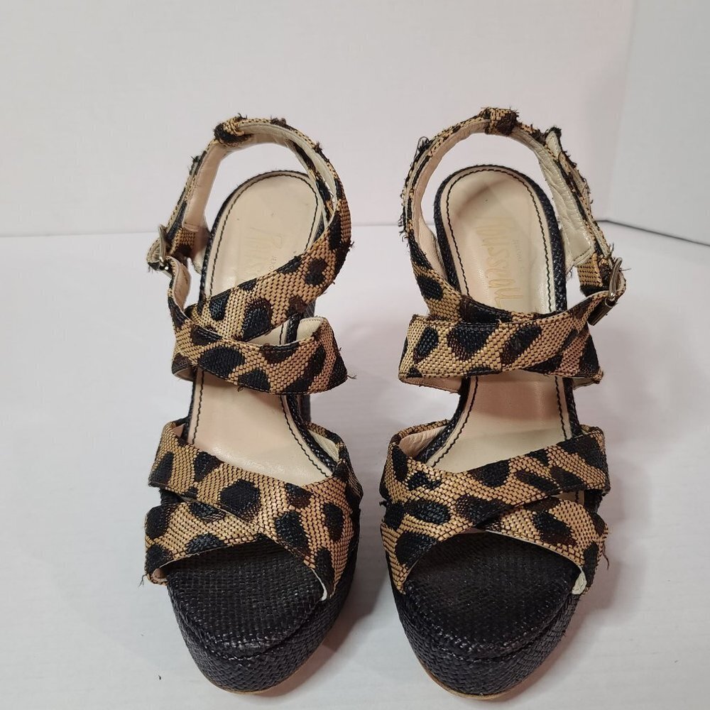 Jerome C.‎ Rousseau Daho Cheetah Woven Platform Heels Size 37.5/ 7.5 - Picture 11 of 11